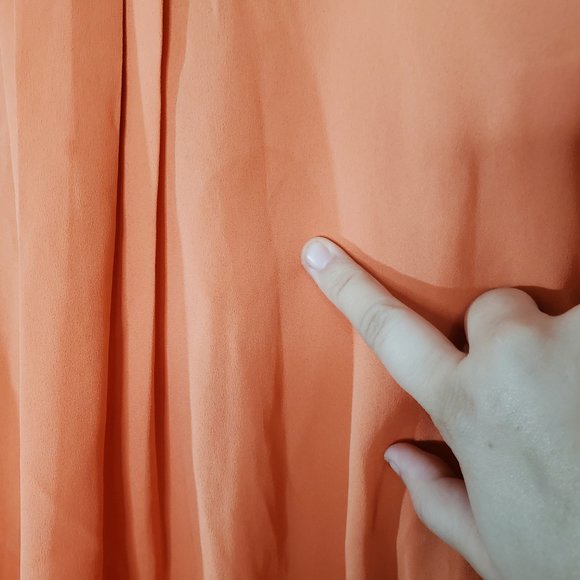 41 Hawthorne Breyson Pleated Tab-Sleeve Coral Orange Blouse S - Picture 8 of 12
